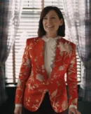 Elsbeth 2024 Carrie Preston Orange Jacquard Blazer