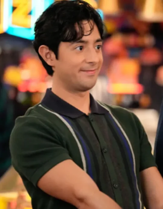 Happy’s Place S01 Pablo Castelblanco Green Striped Polo Top
