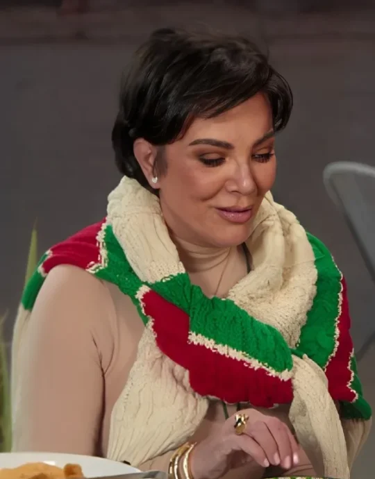The Kardashians S06 Kris Jenner Red & Green Striped Cardigan