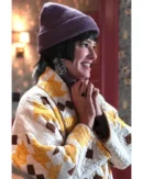 The Parenting 2025 Parker Posey Yellow & White Quilted Coat