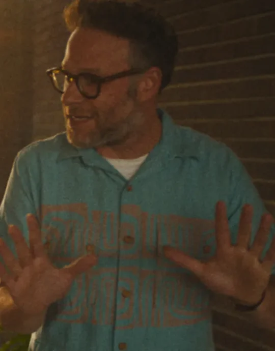 The Studio 2025 Seth Rogen Blue Printed Shirt