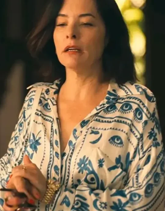 The White Lotus S03 Parker Posey Printed Mini Shirt Dress