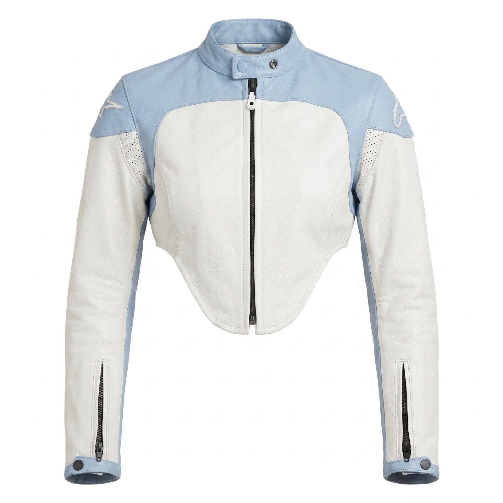 Sabrina Carpenter Coachella 2024 Moto Blue Leather Jacket