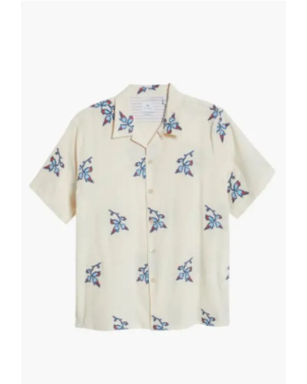 Access Hollywood Scott Evans Blue Floral Camp Shirt