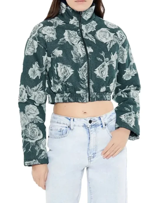All American S07 Alexis Chikaeze Rose Print Blue Jacket