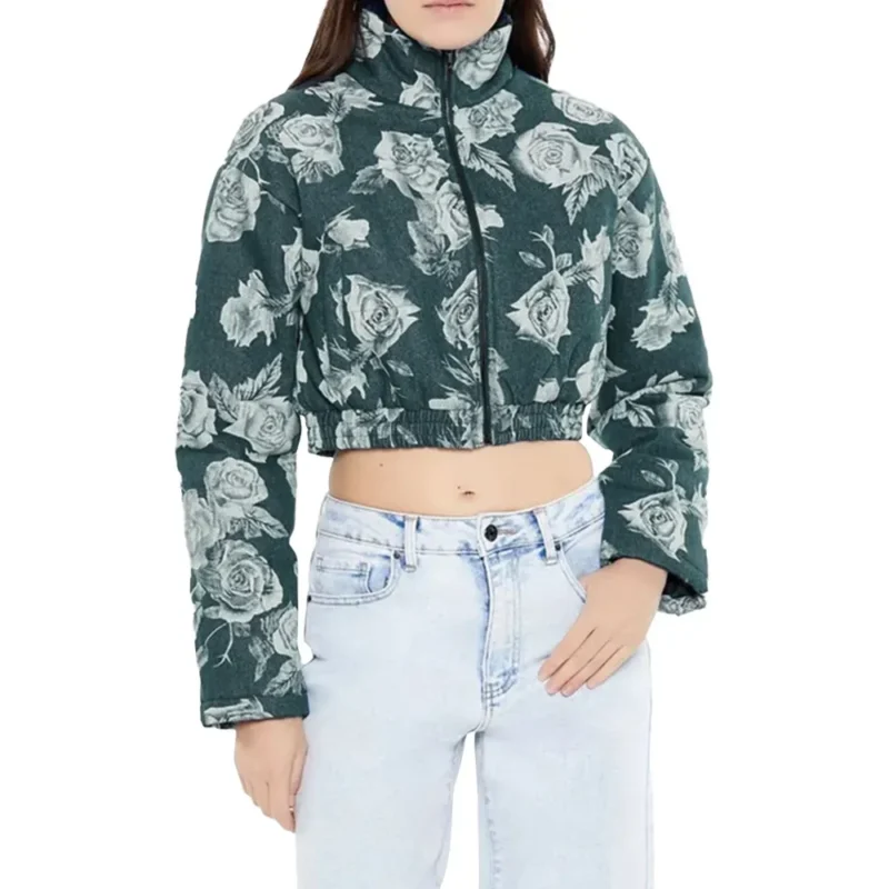 All American S07 Alexis Chikaeze Rose Print Blue Jacket