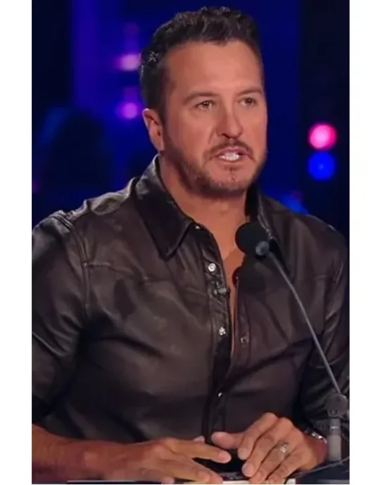 American Idol Luke Bryan Brown Western Leather Shirt