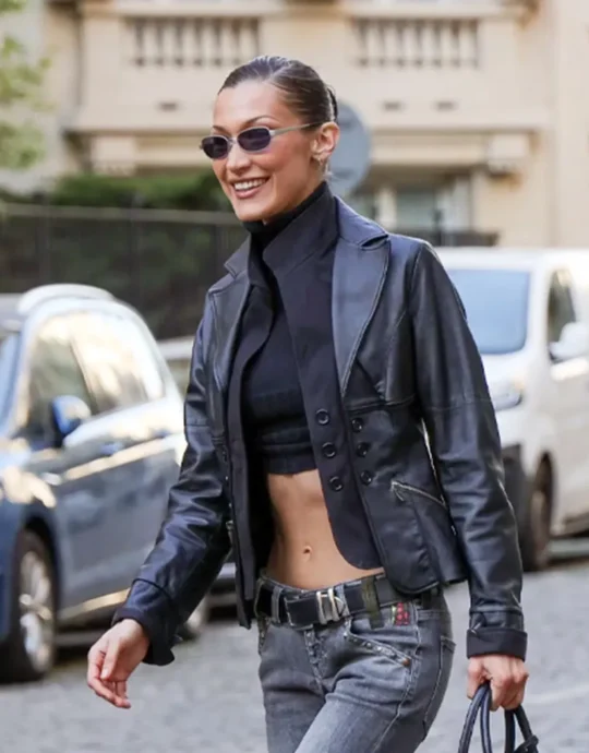 Bella Hadid Paris Leather Blazer