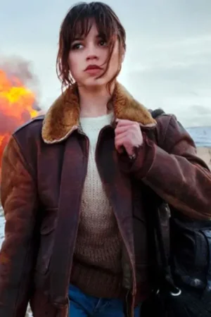 Hurry Up Tomorrow 2025 Jenna Ortega Brown Leather Jacket