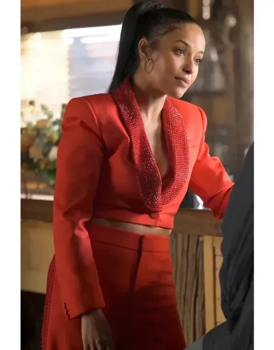 Ransom Canyon 2025 Meta Golding Red Embellished Blazer