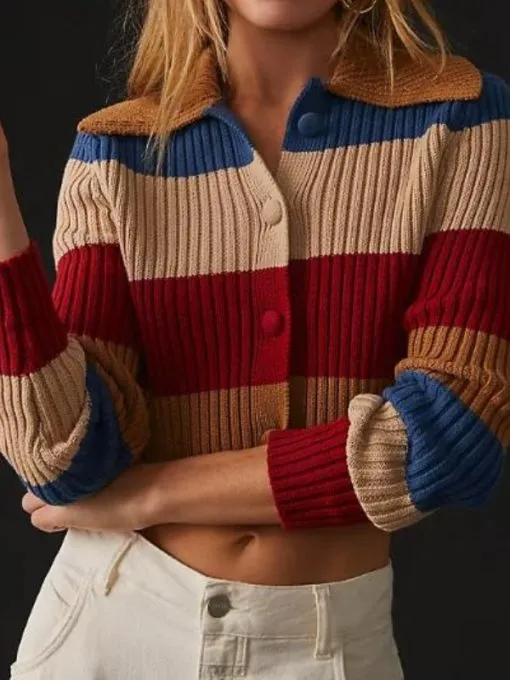 SurrealEstate Eleonora Poutilova Colorblock Striped Sweater