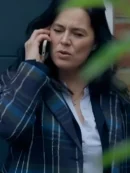 The Feud S01 Jill Halfpenny Blue Plaid Coat