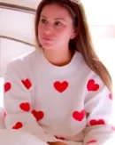 The Valley S02 Nia Sanchez Red Heart Print White Sweater