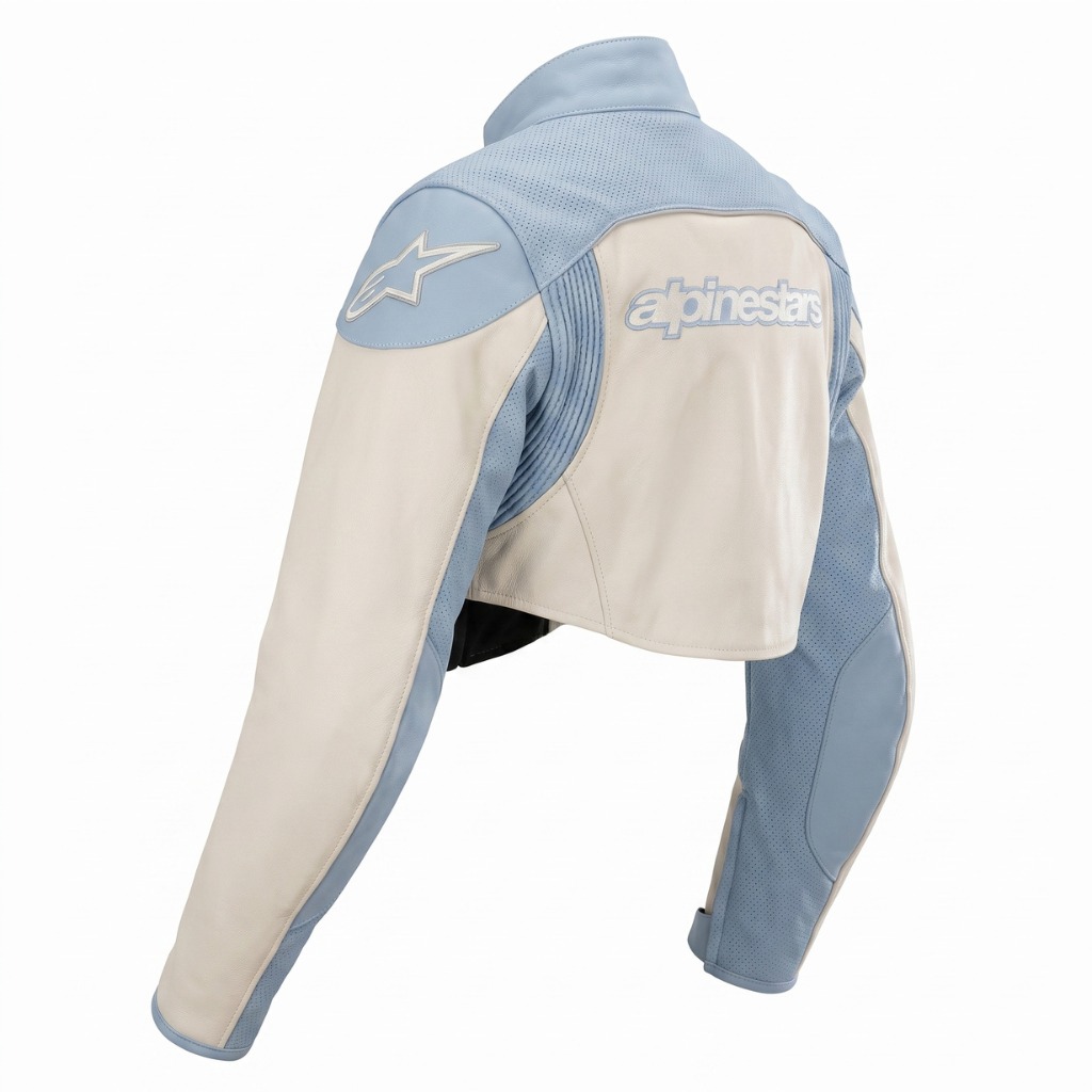 Sabrina Carpenter Coachella 2024 Moto Blue Leather Jacket - Image 3