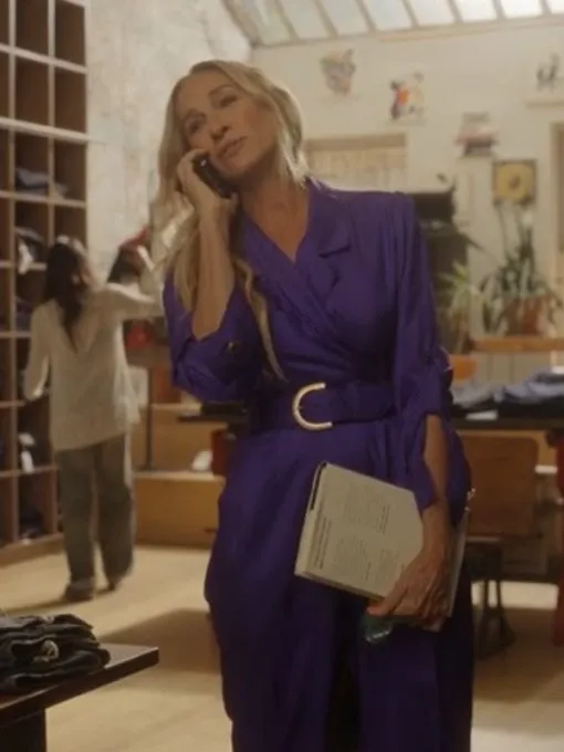 And Just Like That S03 Sarah Jessica Purple Coat