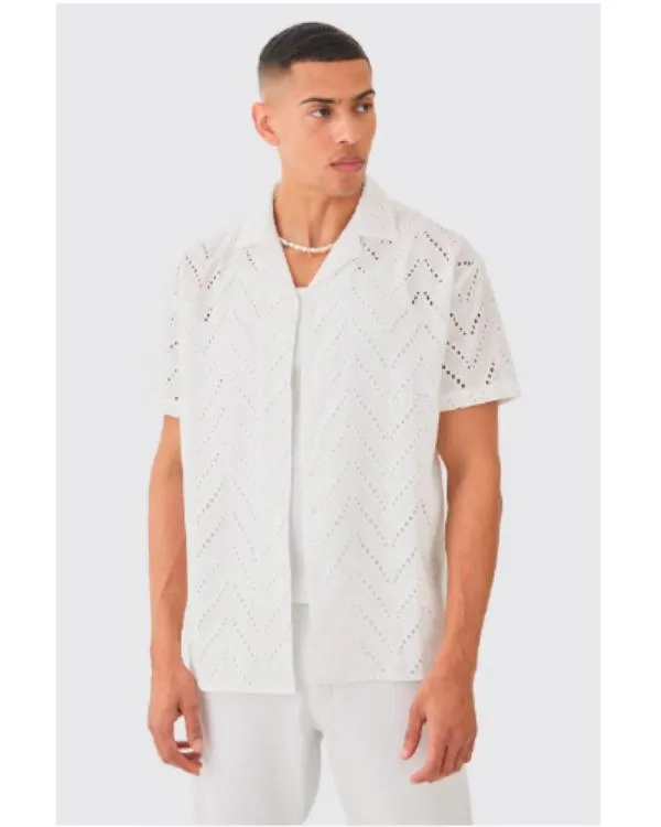 Love Island USA Nicolas Vansteenberghe White Broderie Shirt