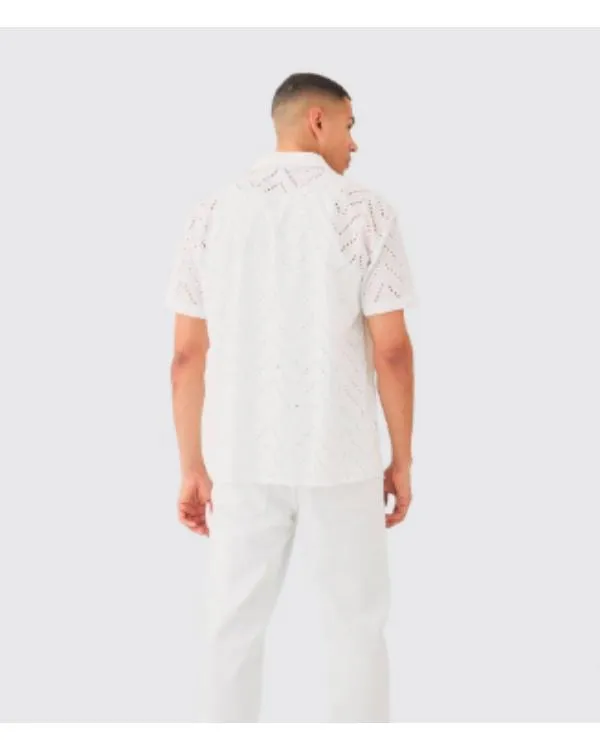 Love Island USA S07 Nicolas Vansteenberghe White Broderie Shirt 2025