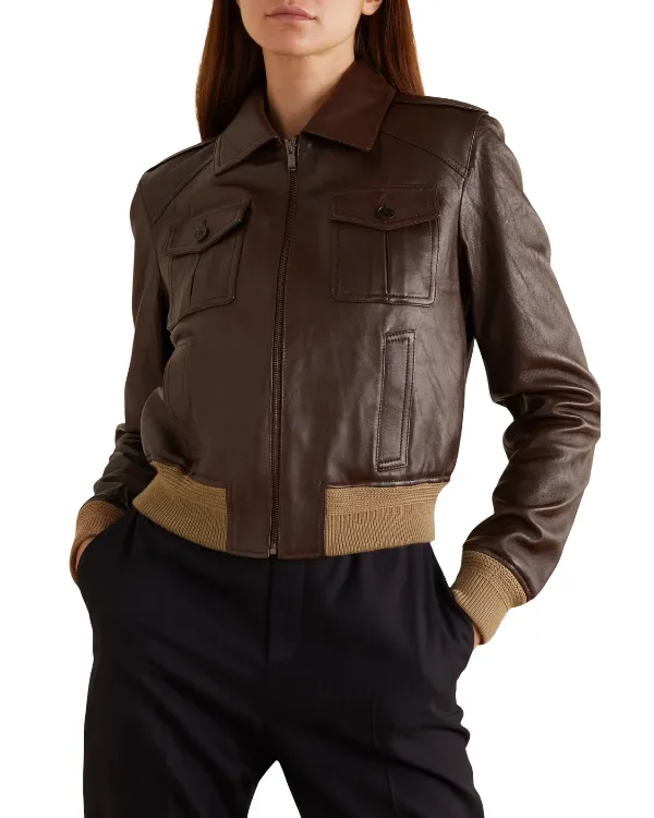 Poker Face Natasha Leather Bomber Jacket