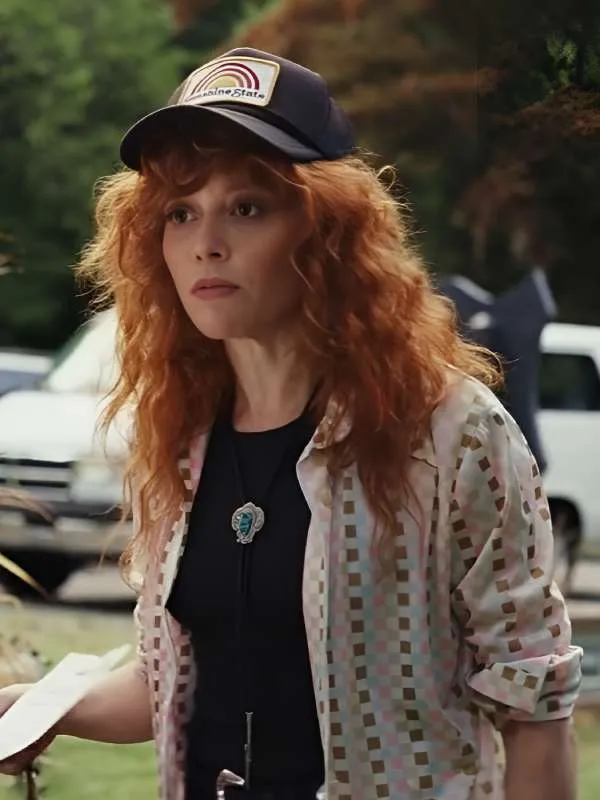 Poker Face S02 Natasha Lyonne Checkerboard Shirt