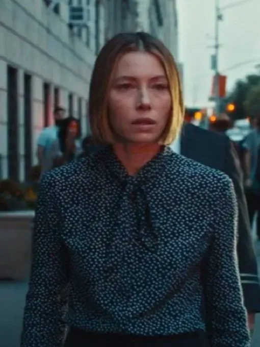 The Better Sister Jessica Biel Polka Dot Tie Blouse
