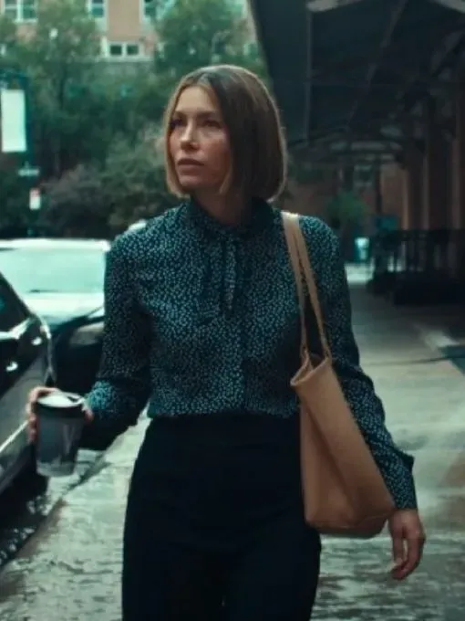The Better Sister Jessica Biel Polka Dot Tie Bow Blouse 2025