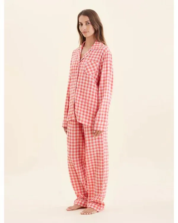 Leanne S01 Leanne Morgan Red Gingham Check Pajamas