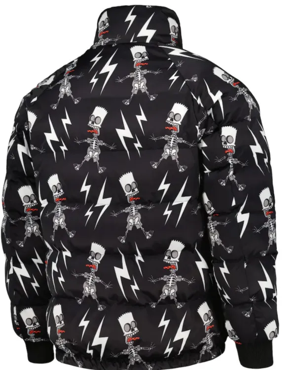 The Simpsons Electric Bart Raglan Black Puffer Jacket 2025