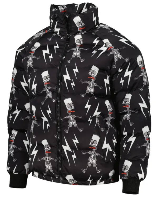 The Simpsons Electric Bart Raglan Black Puffer Jacket