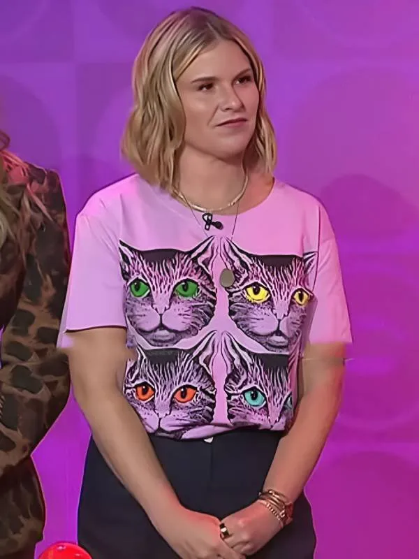 The Today Show 2025 Jenna Pink Cat Print T-Shirt