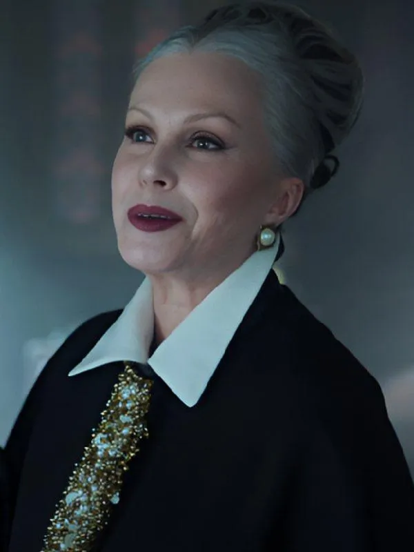 Wednesday S02 Joanna Lumley Gold Sequin Coat