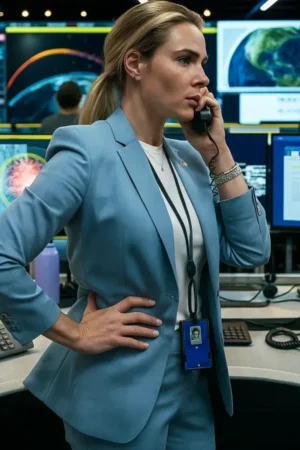 A House of Dynamite Rebecca Ferguson Blue Blazer