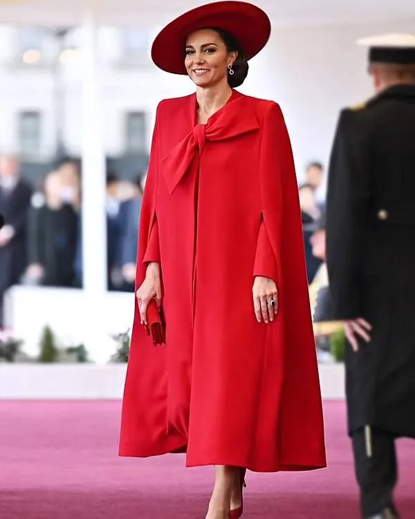 Horse Guard Parade Kate Middleton Red Bow Coat 2025