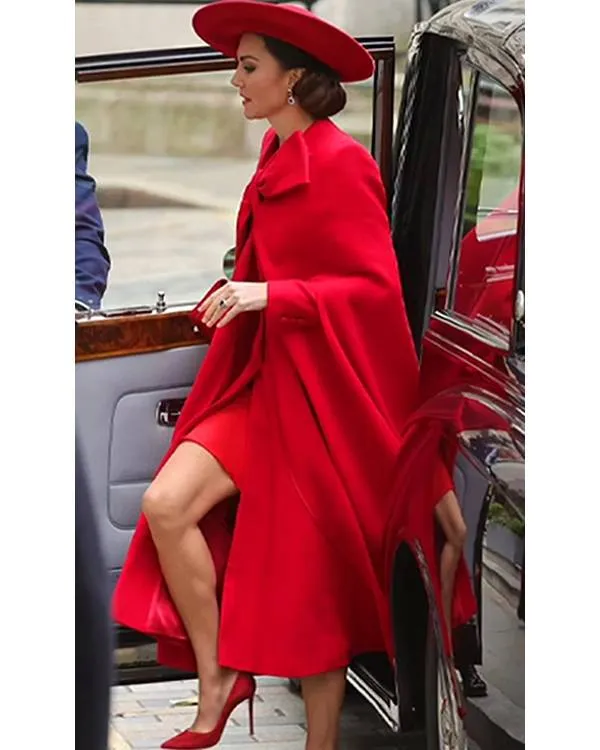 Horse GuardParade Kate Middleton Red Bow Coat