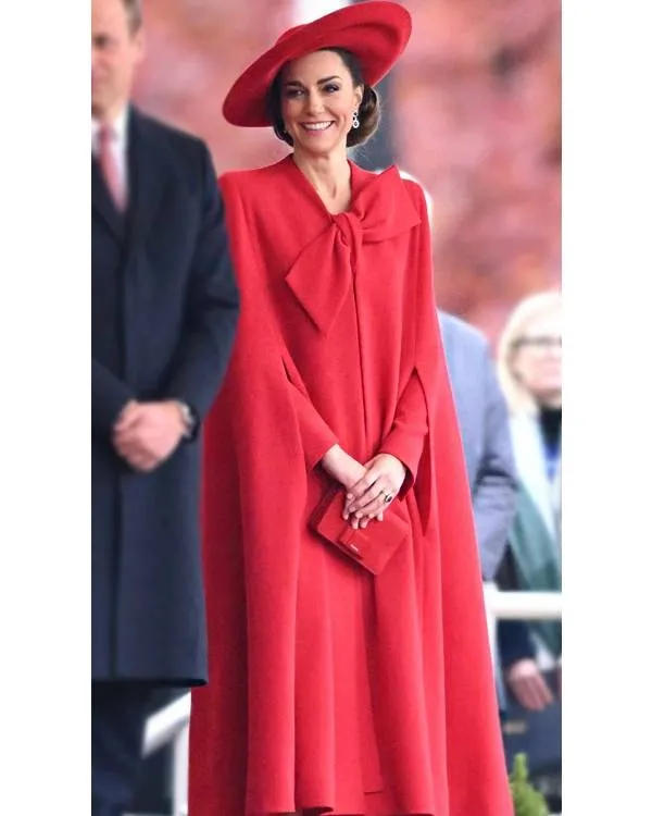 HorseGuard Parade Kate Middleton Red Bow Coat