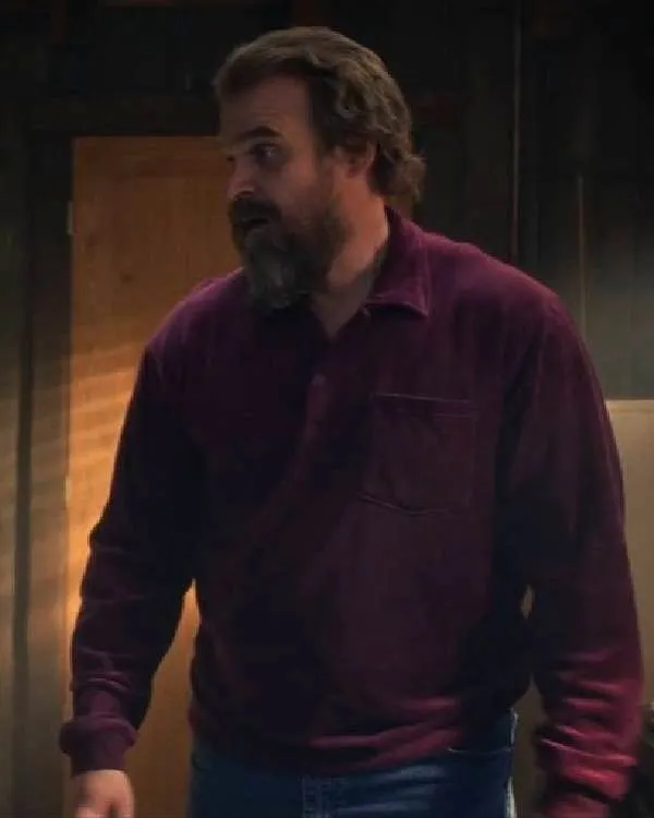 Stranger Things S05 David Harbour Purple Polo Shirt