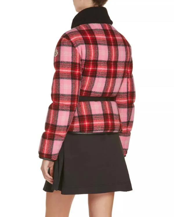 The Five 2025 Dana Perino Pink And Red Plaid Puffer Jacket