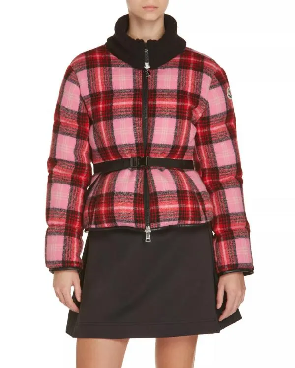 The Five 2025 Dana Perino Pink And Red Plaid Puffer Jacket