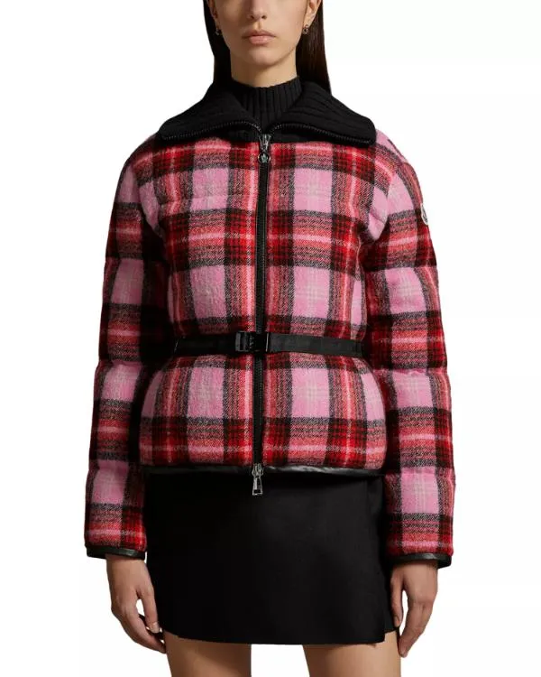 The Five 2025 Dana Perino Pink And Red Plaid Puffer Jacket