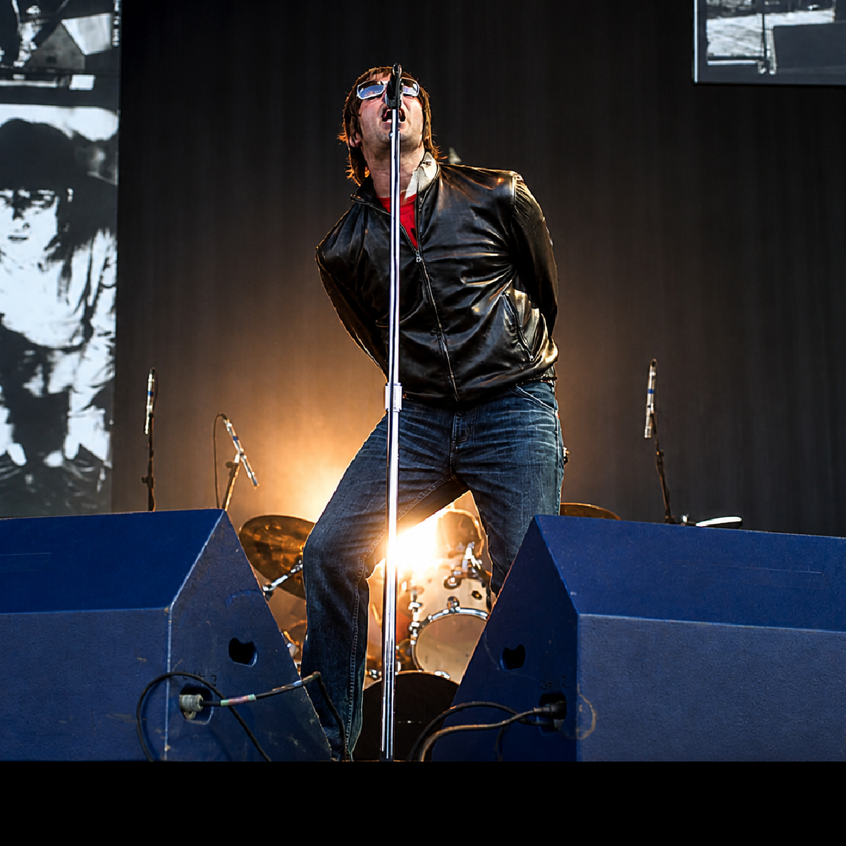 Liam Gallagher Leather Black Bomber Jacket
