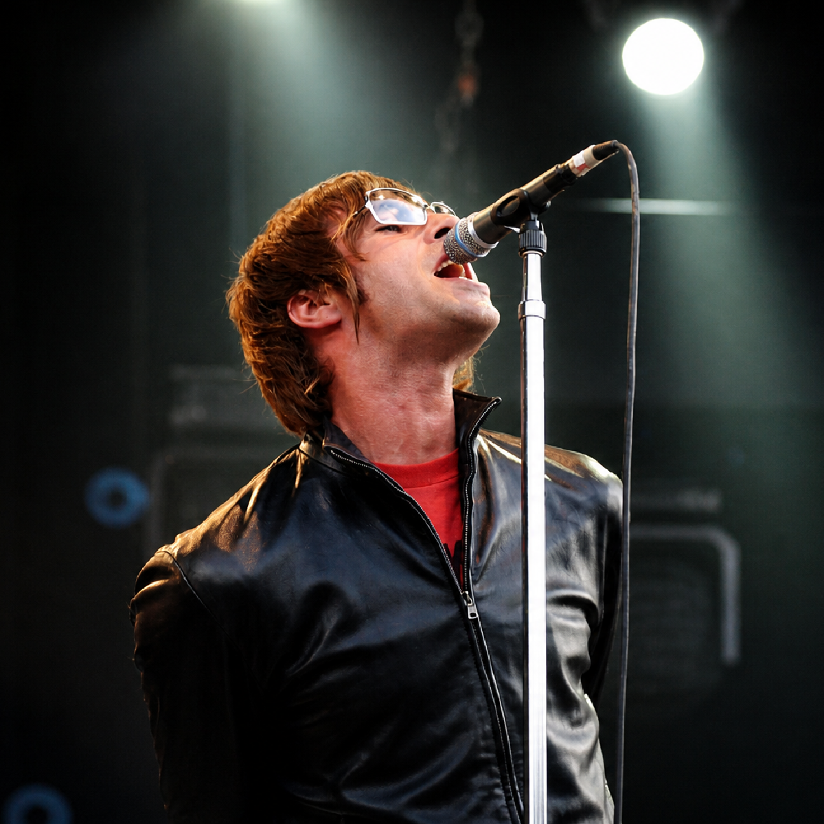 Liam Gallagher black leather Bomber jacket Mens