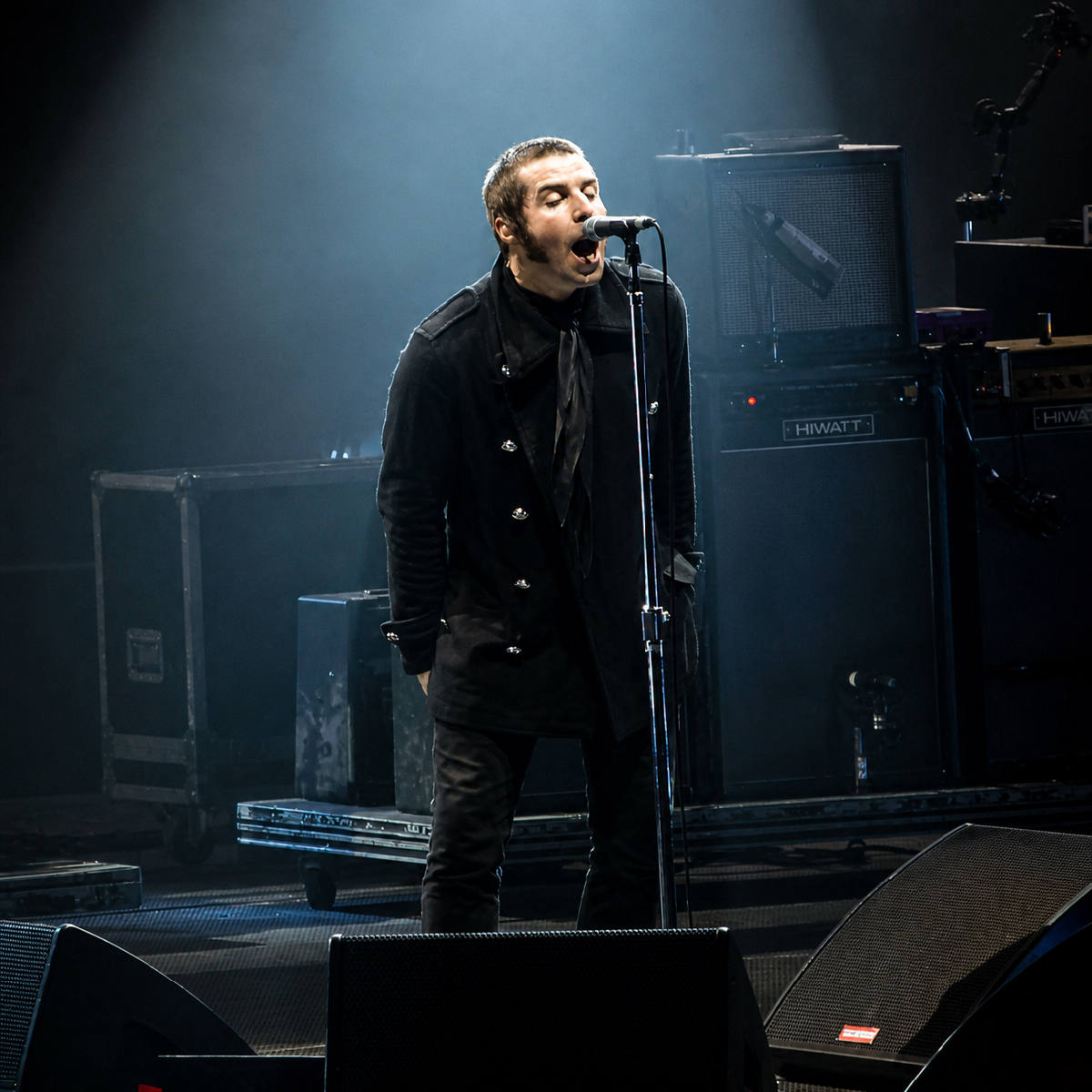 Oasis Liam Gallagher Black Military Wool Coat