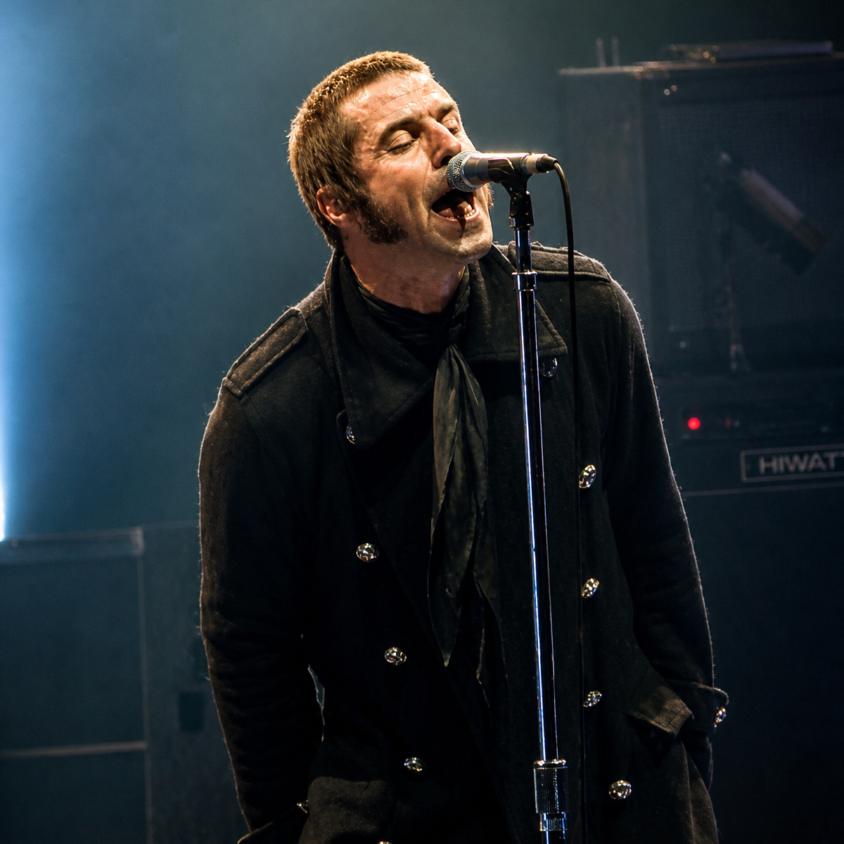 Oasis Liam Gallagher Black Military Wool Coat